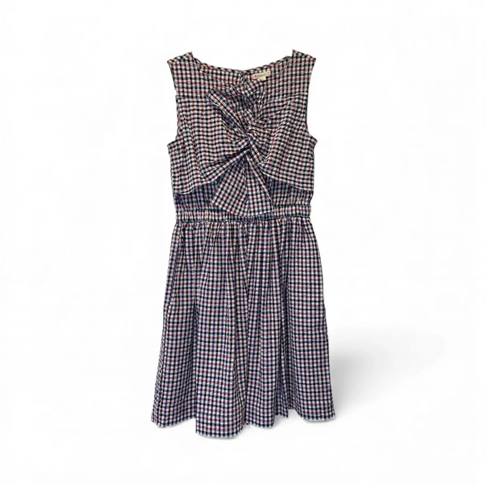Crewcuts Plaid Seersucker Checkered Sleeveless with Twist Bodice Dress size 12